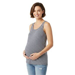 Isabel Maternity Striped Tank Top Navy White Sleeveless Tee by Ingrid & Isabel